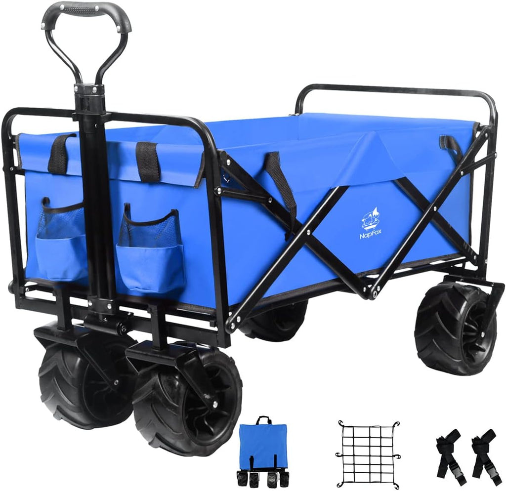 Collapsible Heavy Duty Beach Wagon Cart with Universal Wheels Adjustable Handle S57305
