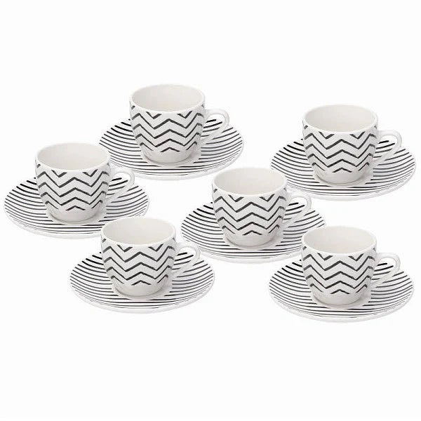 6 Coffee Cup & Saucer Set Porcelain Z626821