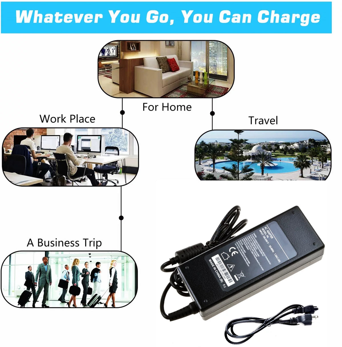 Compatible AC / DC Adapter Power Supply Cord Cable PS Charger W34814