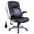 High Back Ergonomic Leather Office Chair with Flip-up Arms Q61963
