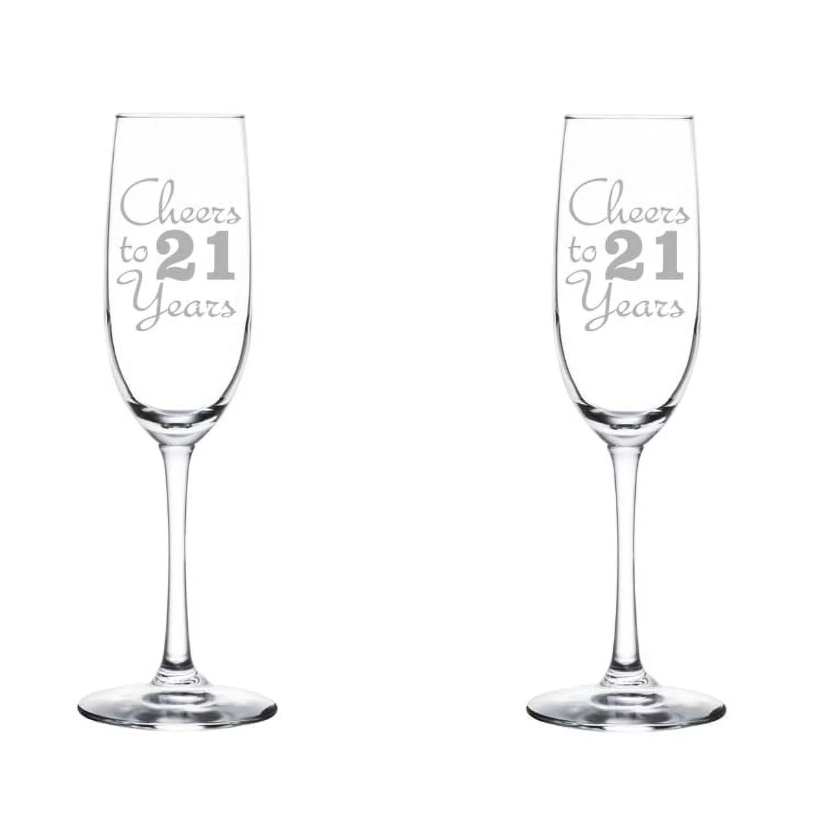 Set of 2 Glass Champagne Flutes 8 oz Stemmed C1576