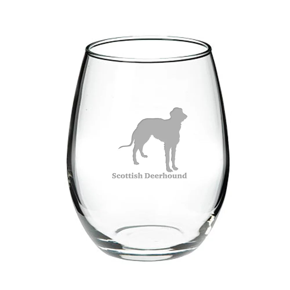 Deep Etched Stemless Red Wine Glass Y236