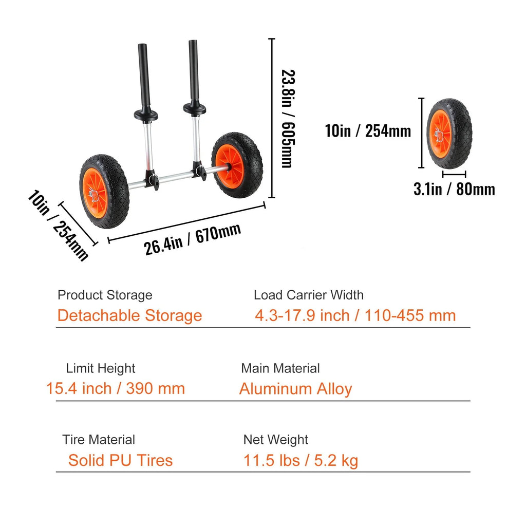 Adjustable Kayak Cart with 10'' Solid Tires G937113