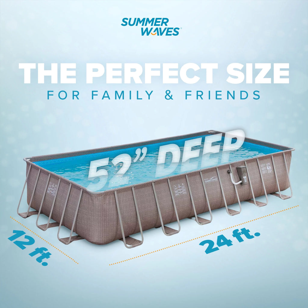 24 x 12 x 4.5' Rectangle Above Ground Frame Swimming Pool Set E755