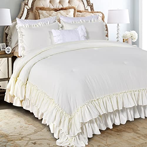 Pink Queen Size 3 Pieces Ruffle Comforter Set O3131