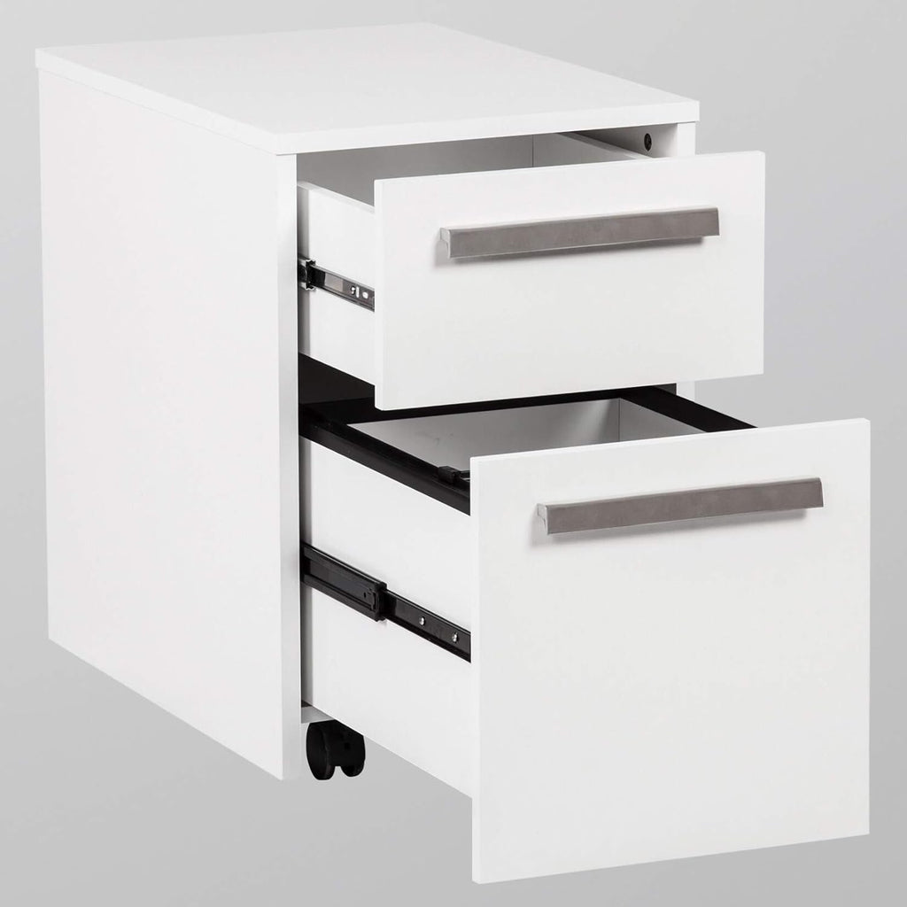 White Wood Grain 2-Drawer Mobile File Cabinet P585