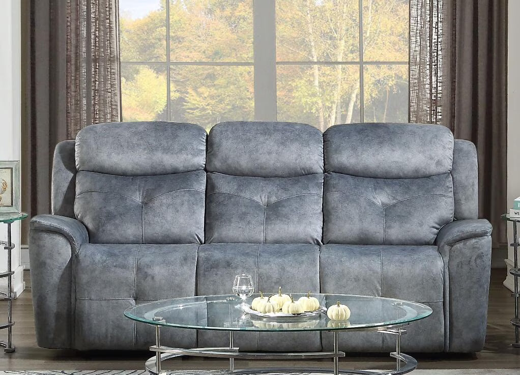 Silver Gray Fabric Motion Sofa C5307