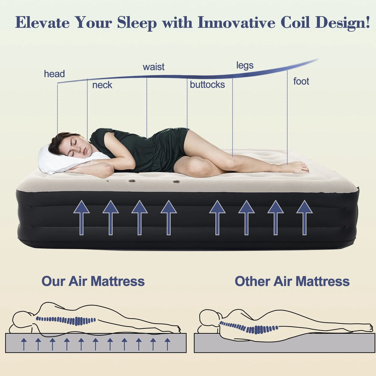 Queen Size 15 Air Mattress with Headboard F723