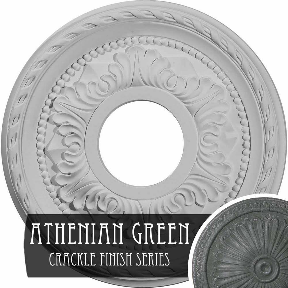 12 1/8x22OD x 3 1/2x22ID x 1x22P Hand-Painted Athenian Green Crackle Ceiling Medallion F2041