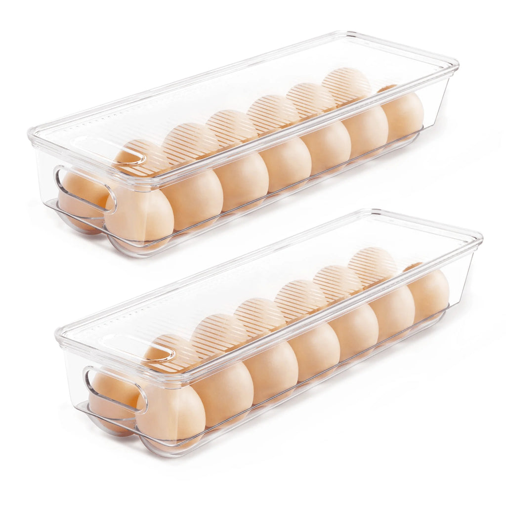 Set of 8 Clear Plastic Refrigerator Organizer Bins Q41462