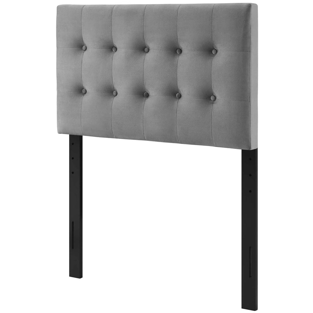 Twin Size Grey Velvet Tufted Headboard V18470