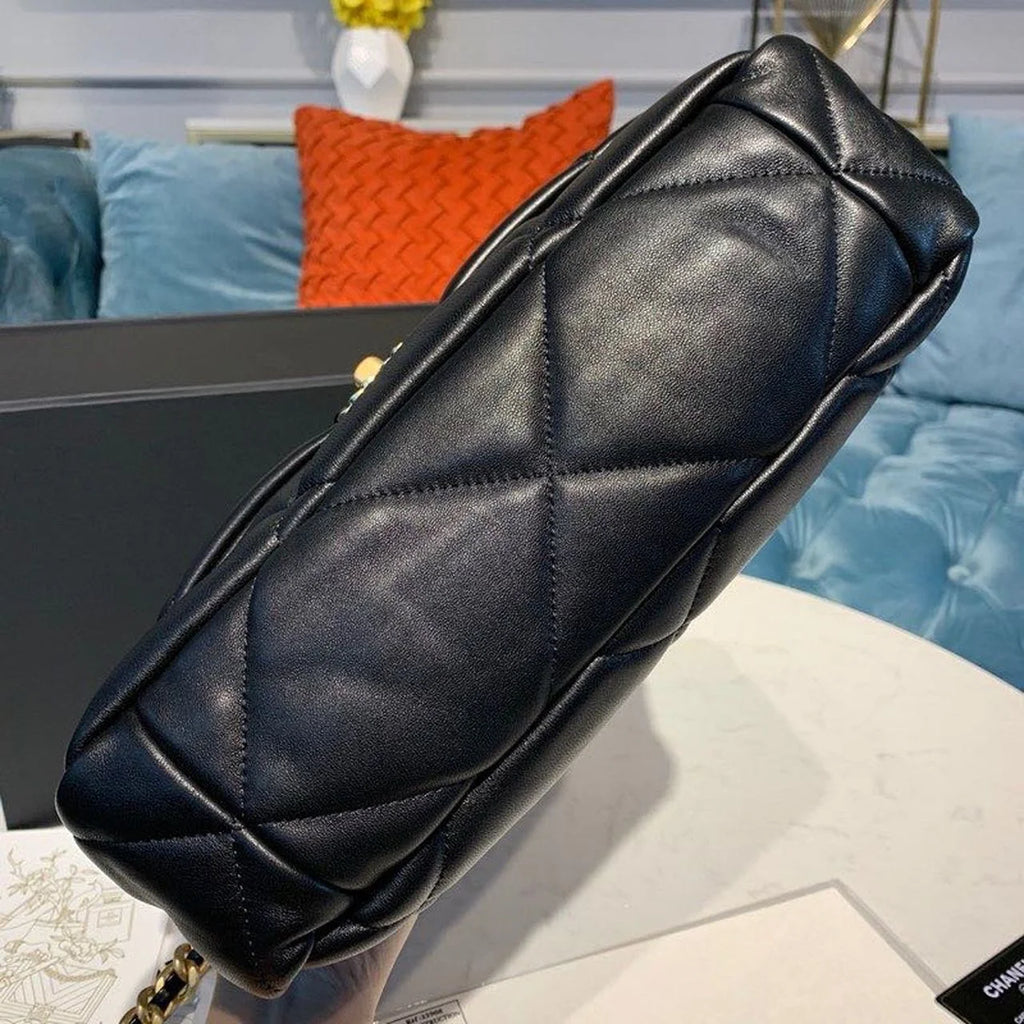 Black Goatskin Leather Flap Bag K5863
