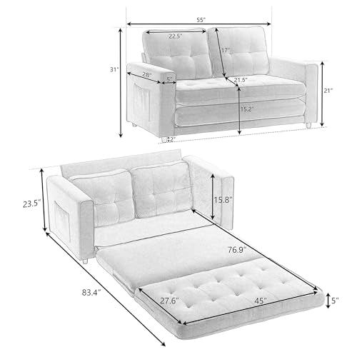 Dark Gray Upholstered Convertible Futon Sofa Bed Y967384