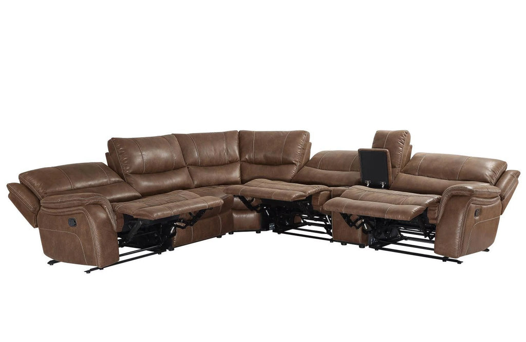 Cocoa Brown Faux Leather 6-Piece Reclining Sectional S870463