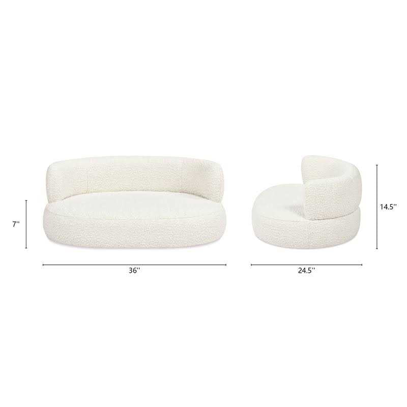Medium Ivory Curved Dog Sofa Bed R924