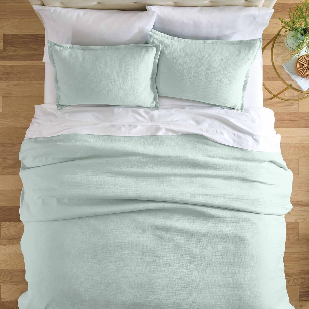 Sage Green Crinkled Gauze Duvet Set D6458