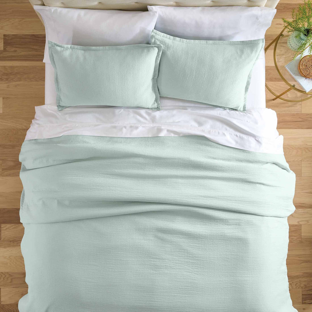 Sage Green Crinkled Gauze Duvet Set D6458