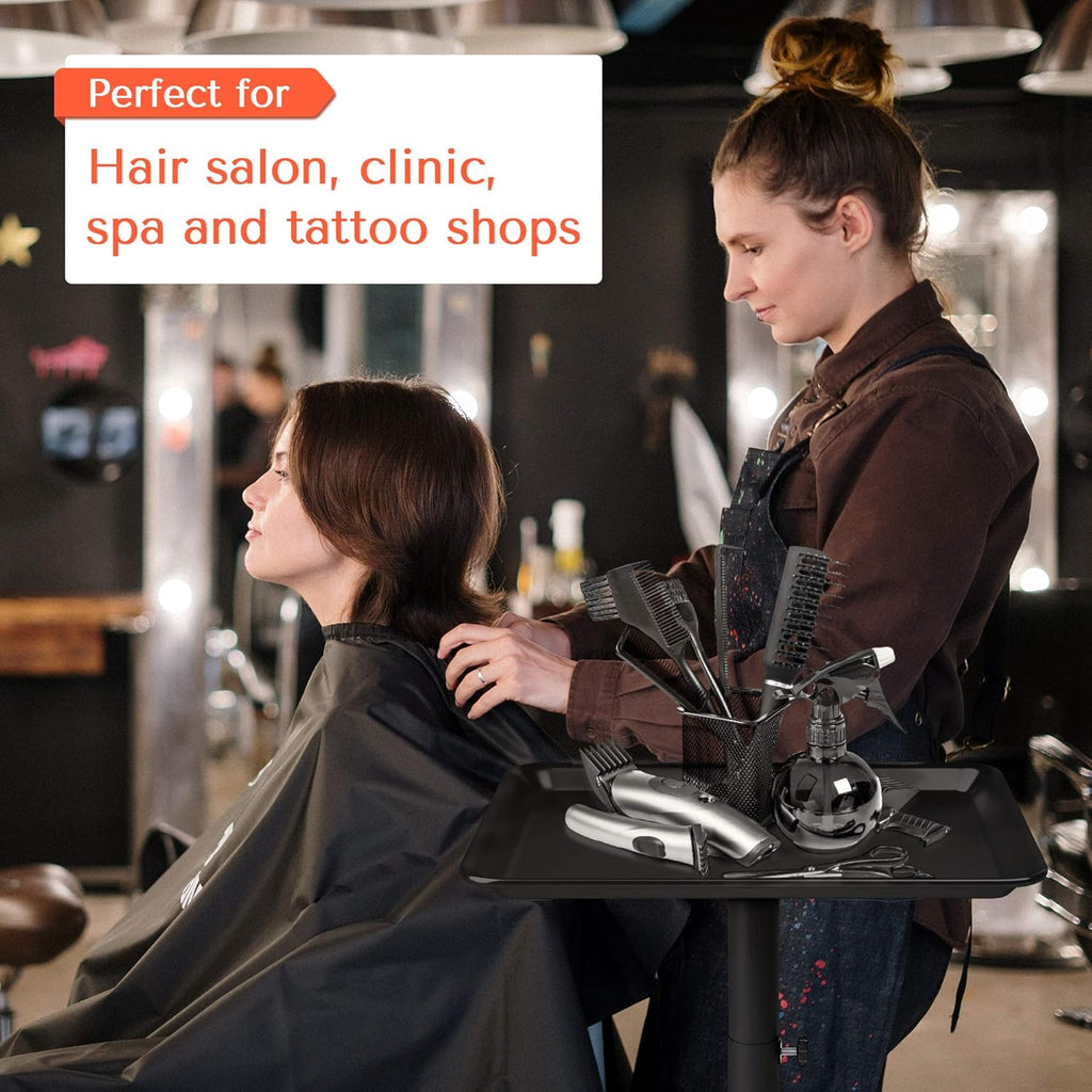 Black Adjustable Salon Tray on Wheels B959