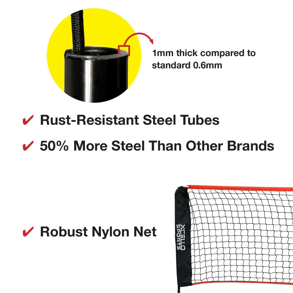 Badminton Set with Foldable Net, 4 Rackets, 6 Shuttlecocks, and Carry Bag C6973