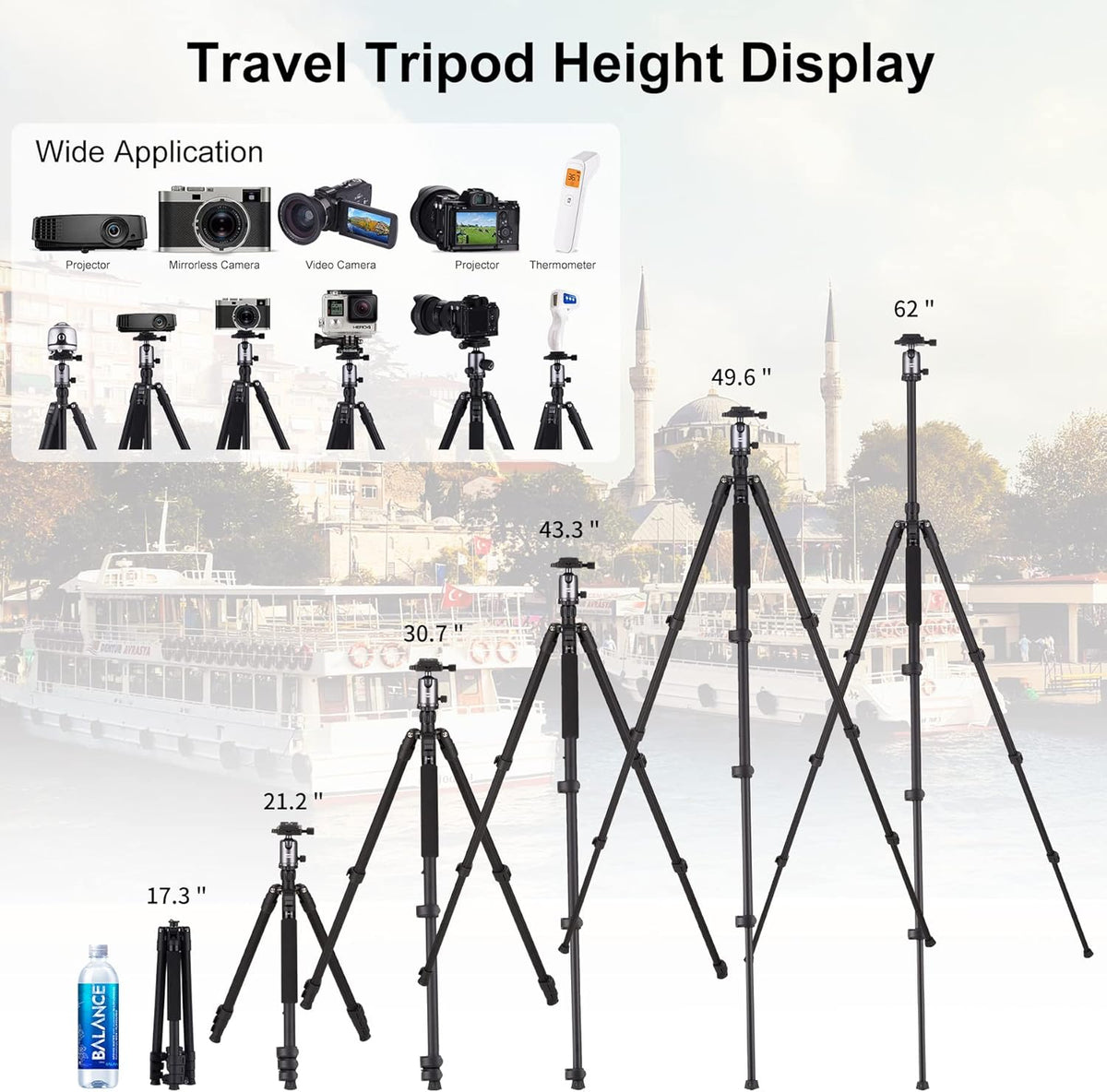 Compact Aluminum Camera Tripod with 360 Degree Ball Head Q829