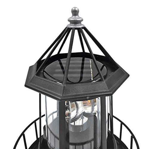Black LED Solar Rotating Lighthouse Lantern K1071