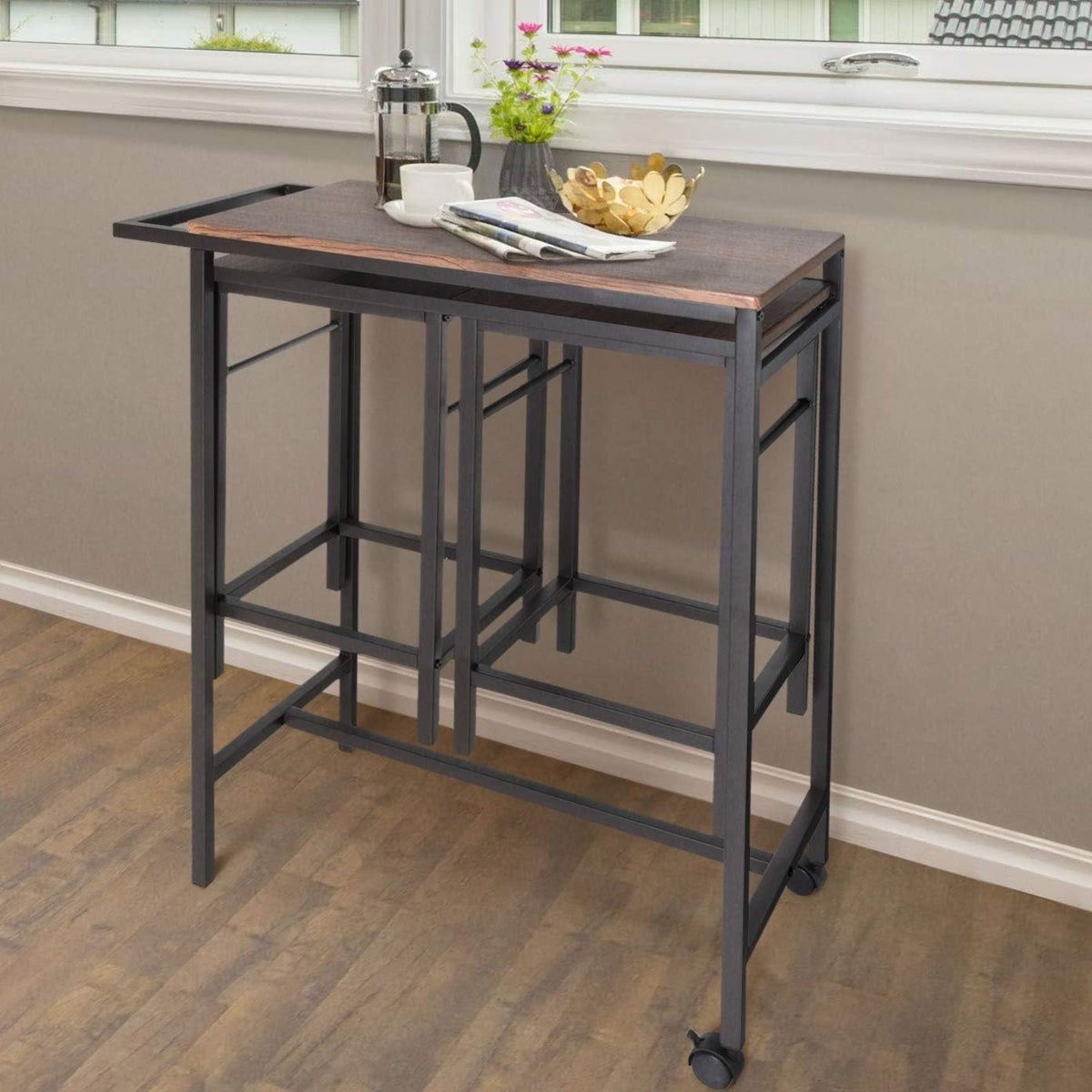 3 Piece Pub Table Set with 2 Stools W6804