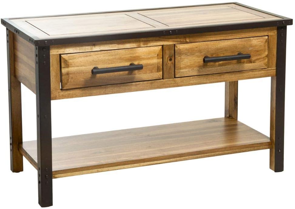 Acacia Wood Two Drawer Night Stand R376