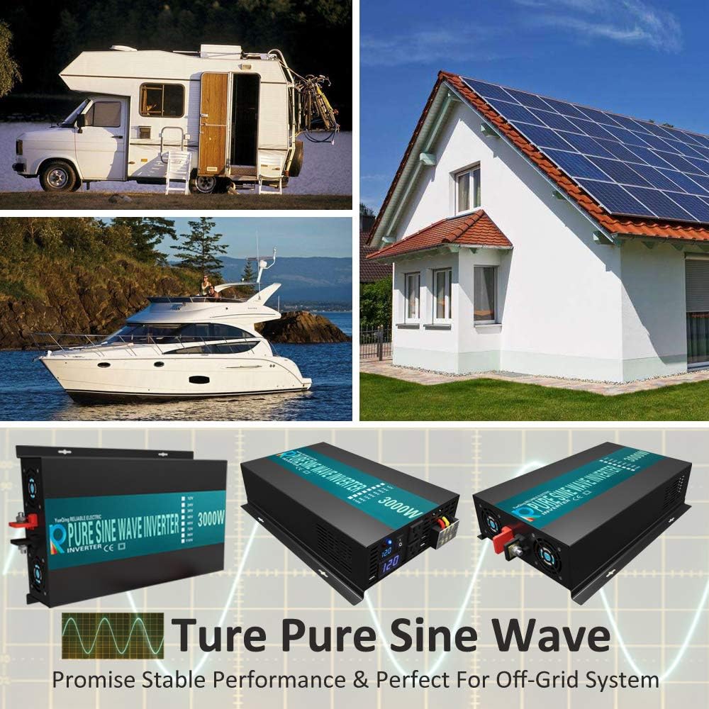 3000 Watt Continuous 6000 Watt Peak 36v Pure Sine Wave Power Inverter with 2 AC Outlets H31949