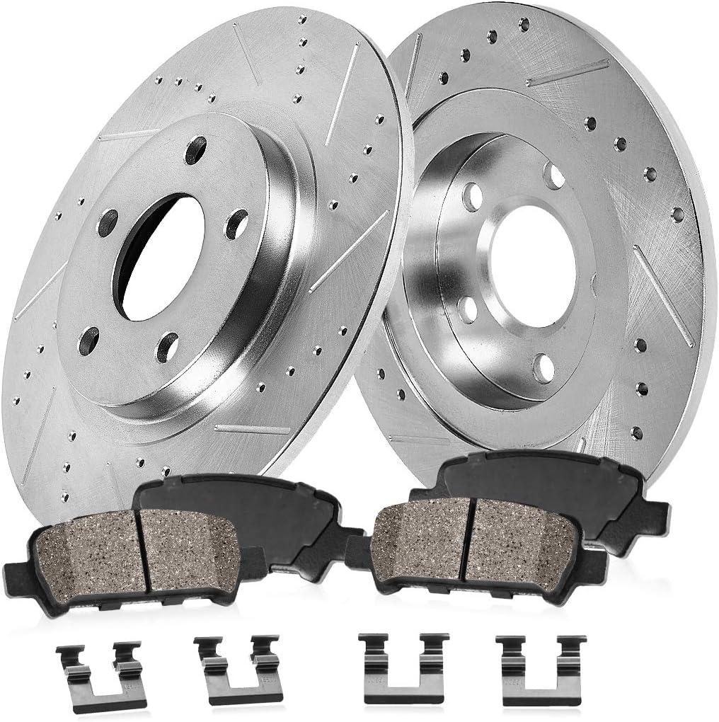 279.8mm 5 Lug Rear Rotors + Ceramic Brake Pads + Clips V514