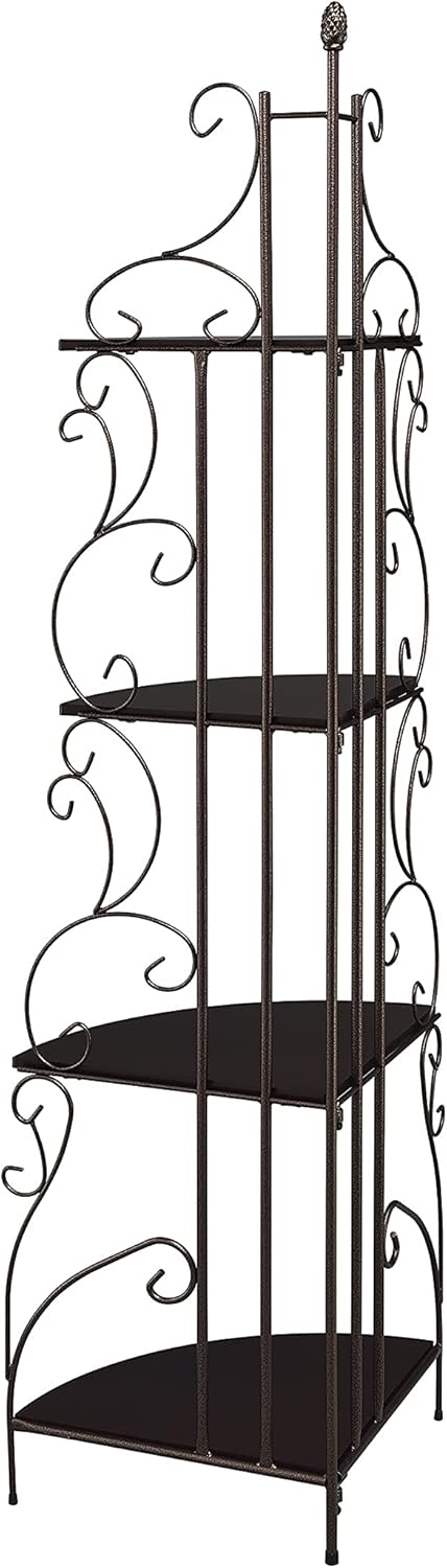 4-Shelf Corner Bookcase Cappuccino and Copper B4999
