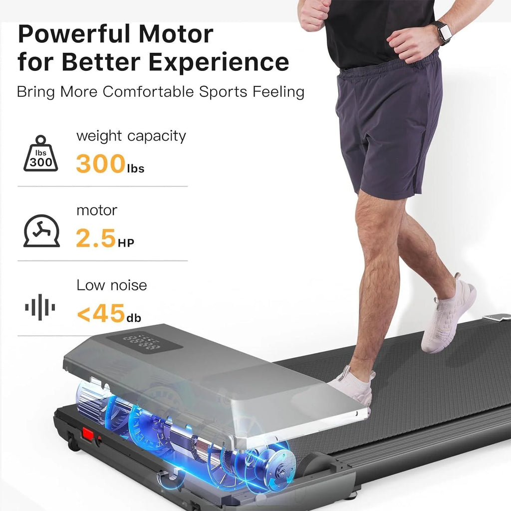 2 in 1 Under Desk Treadmill 300lbs Capacity Gray I6917