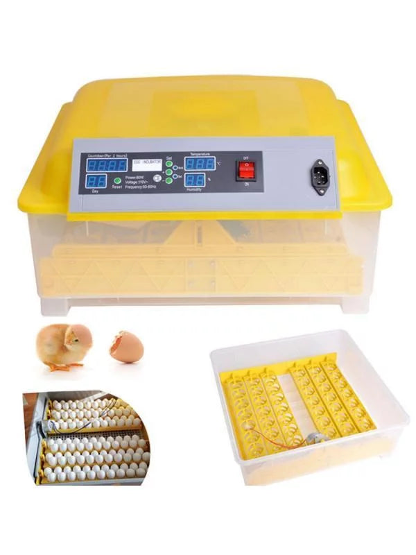 48 Egg Incubator Automatic Digital Clear Hatcher Turning Temperature Control 80W Yellow U978
