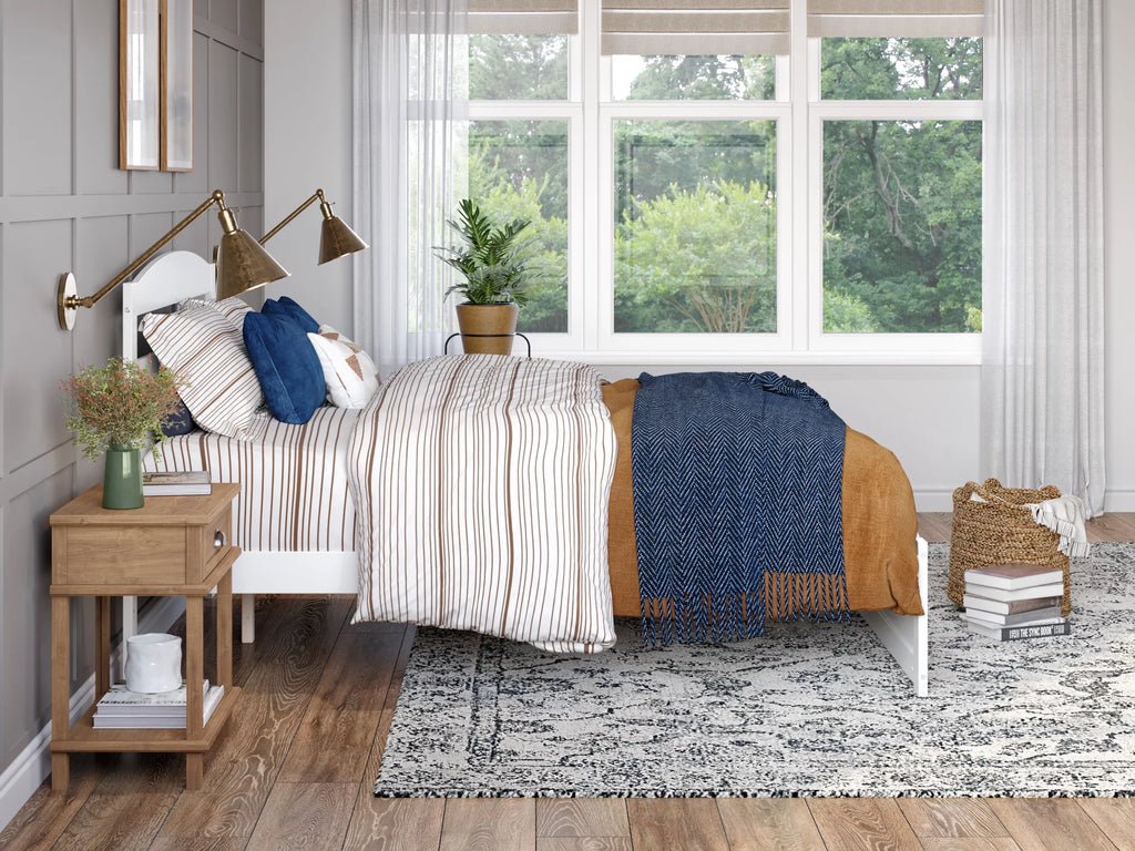 Queen Wood Platform Bed Frame with Headboard and Footboard V634960