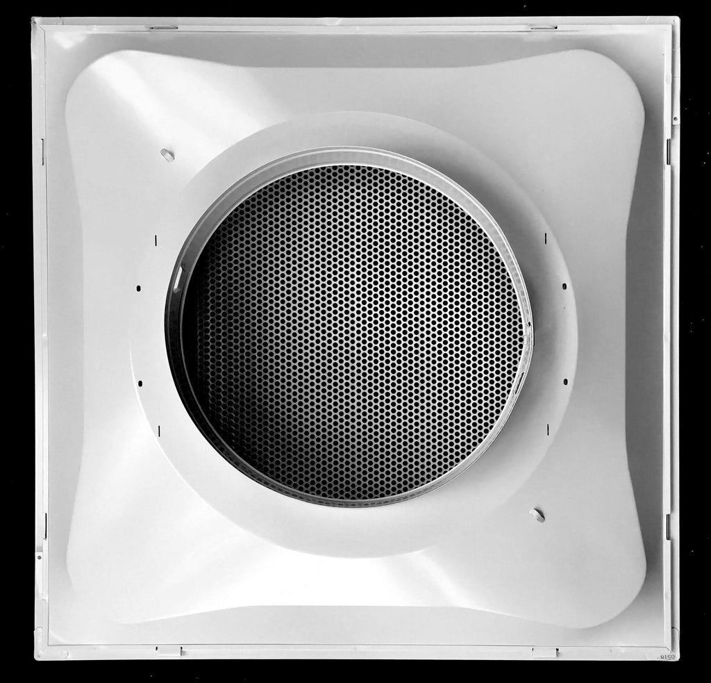 24x22 T-Bar Drop Ceiling Perforated Return Grill with Metal Back Casing and 6x22 Collar S3662
