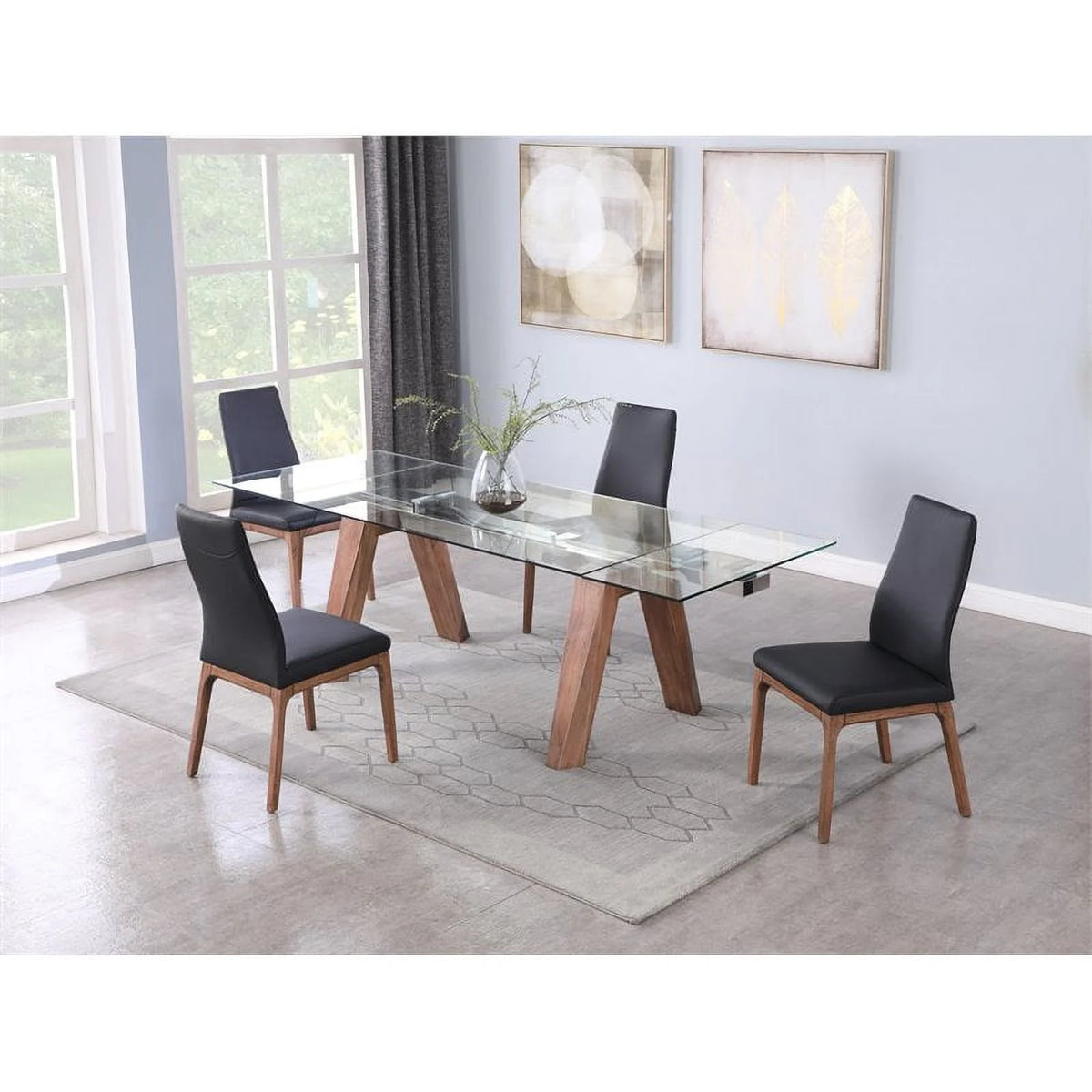 63" Steel and Glass Dining Table Y139