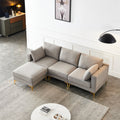 3-seater L Shape Fabric Sectional Sofa with Ottoman Grey C26121