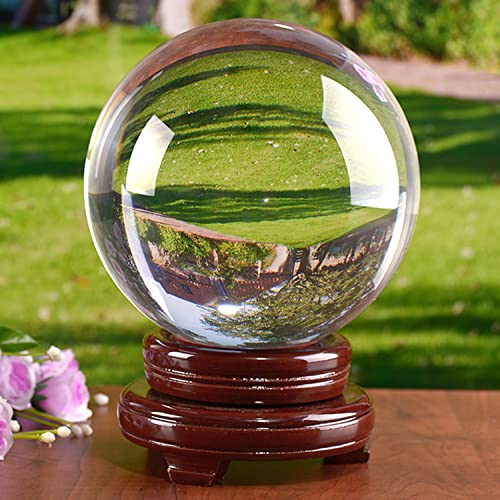 150mm Clear Crystal Ball with Wooden Stand D23870