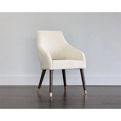 19" Fabric and Wood Dining Armchair in Calico Cream Z4546