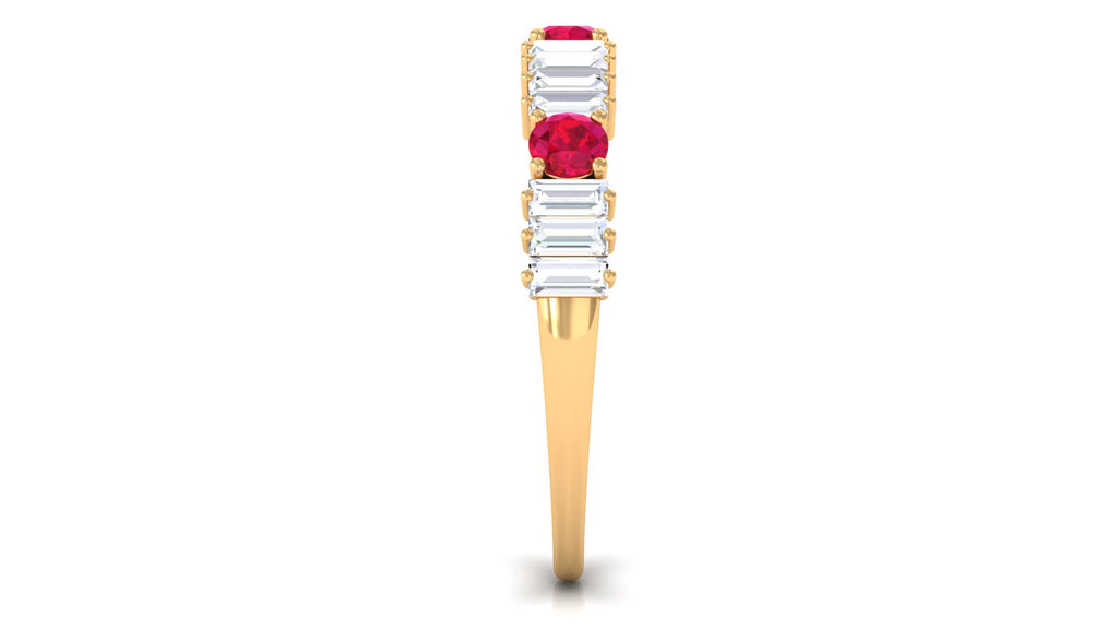 10K Yellow Gold Diamond and Ruby Half Eternity Ring D647332