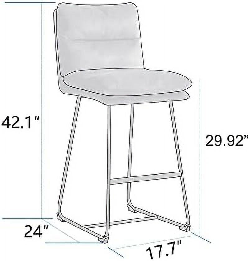 Mid-Century Modern Velvet Barstools Set of 2 H591148