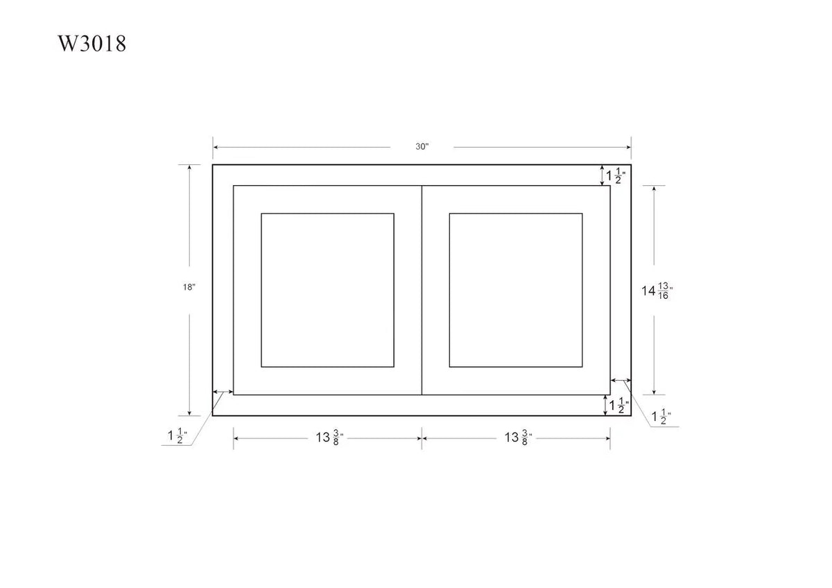 30" Wide 18" Tall 14" Deep Light Gray Inset Shaker Wall Kitchen Cabinet N422