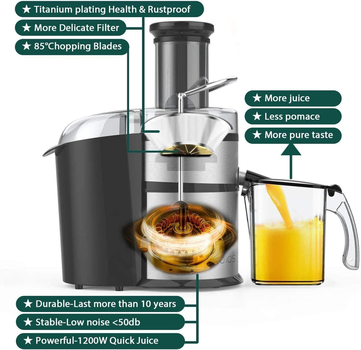 Centrifugal Juicer Machine with Extra Large 3inch Feed Chute, 1200W, BPA-Free T163477