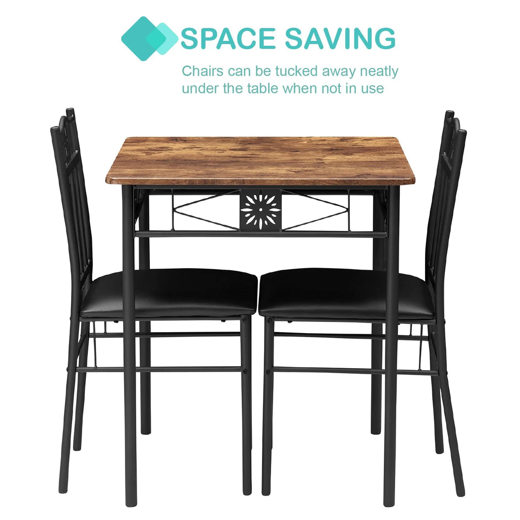 3-Piece Dining Table Set with 2 Black Chairs S8278