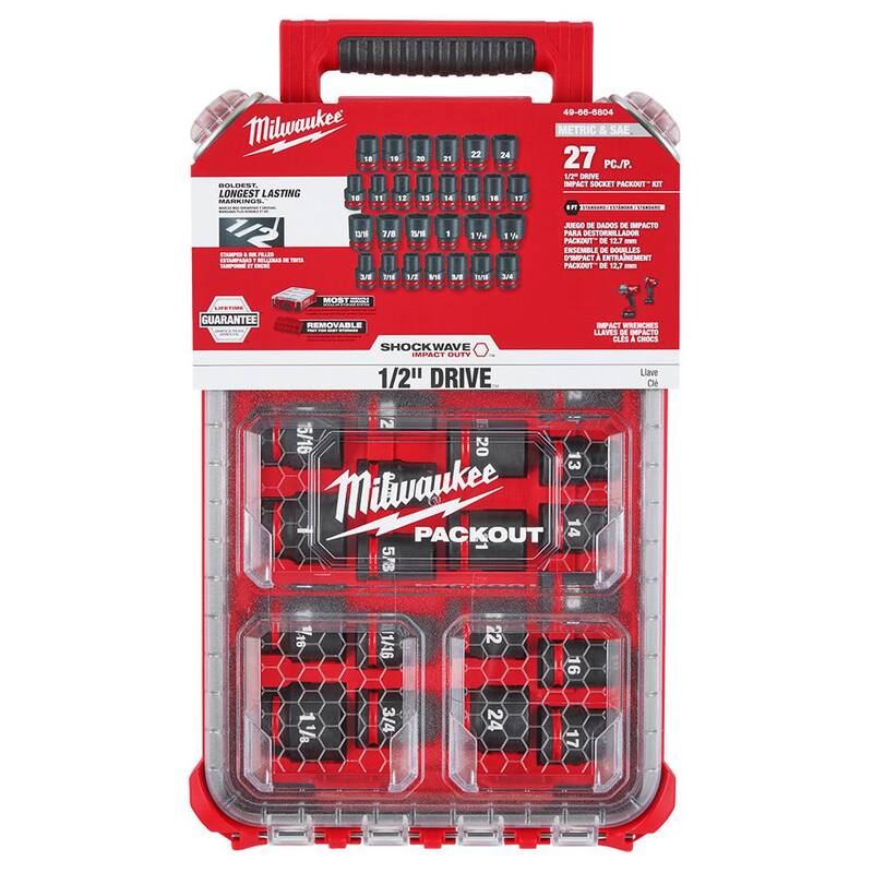 1/2 in. Drive Metric and SAE Impact Socket Set (27-Piece) W881