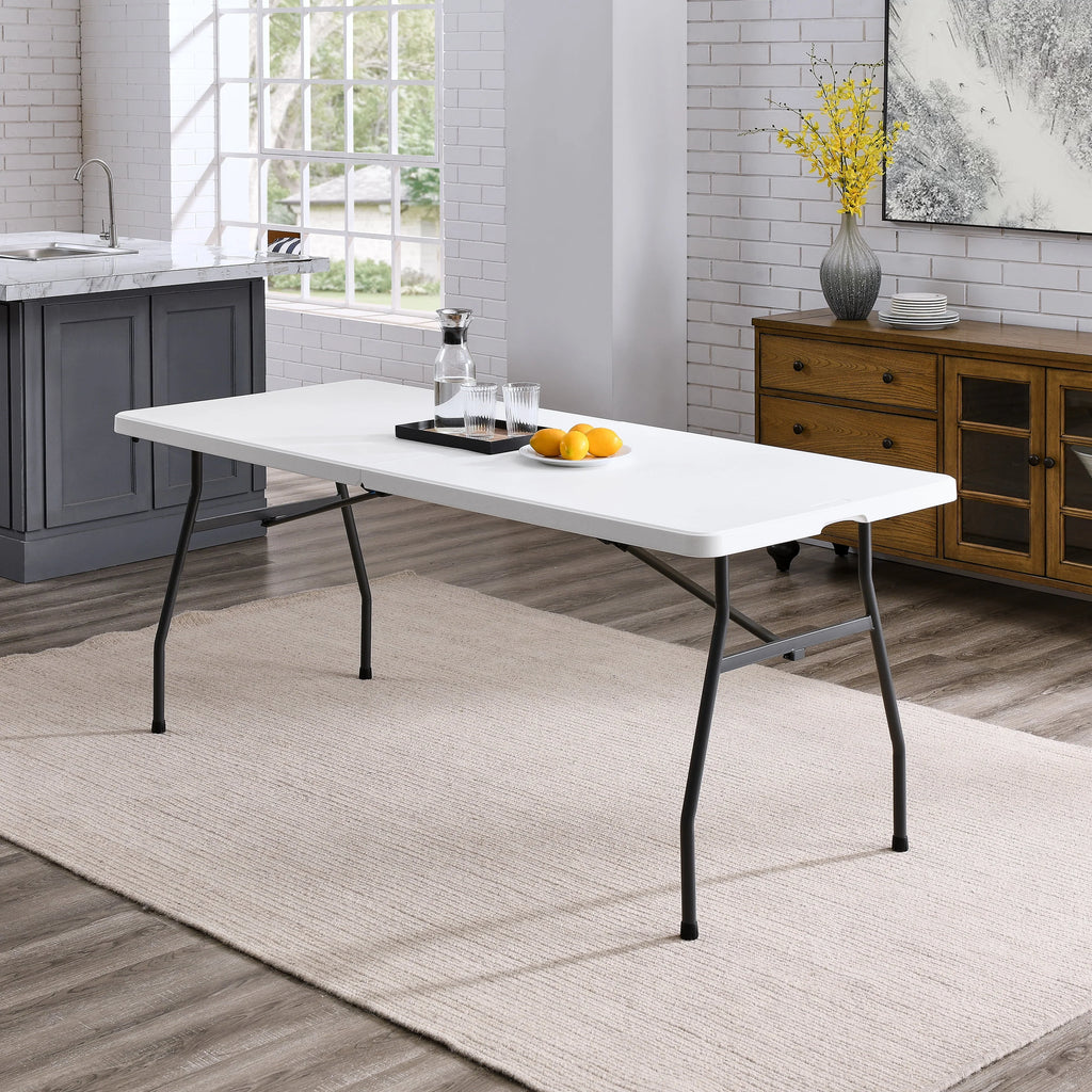 White 6 Foot Fold-in-Half Plastic Table A19779