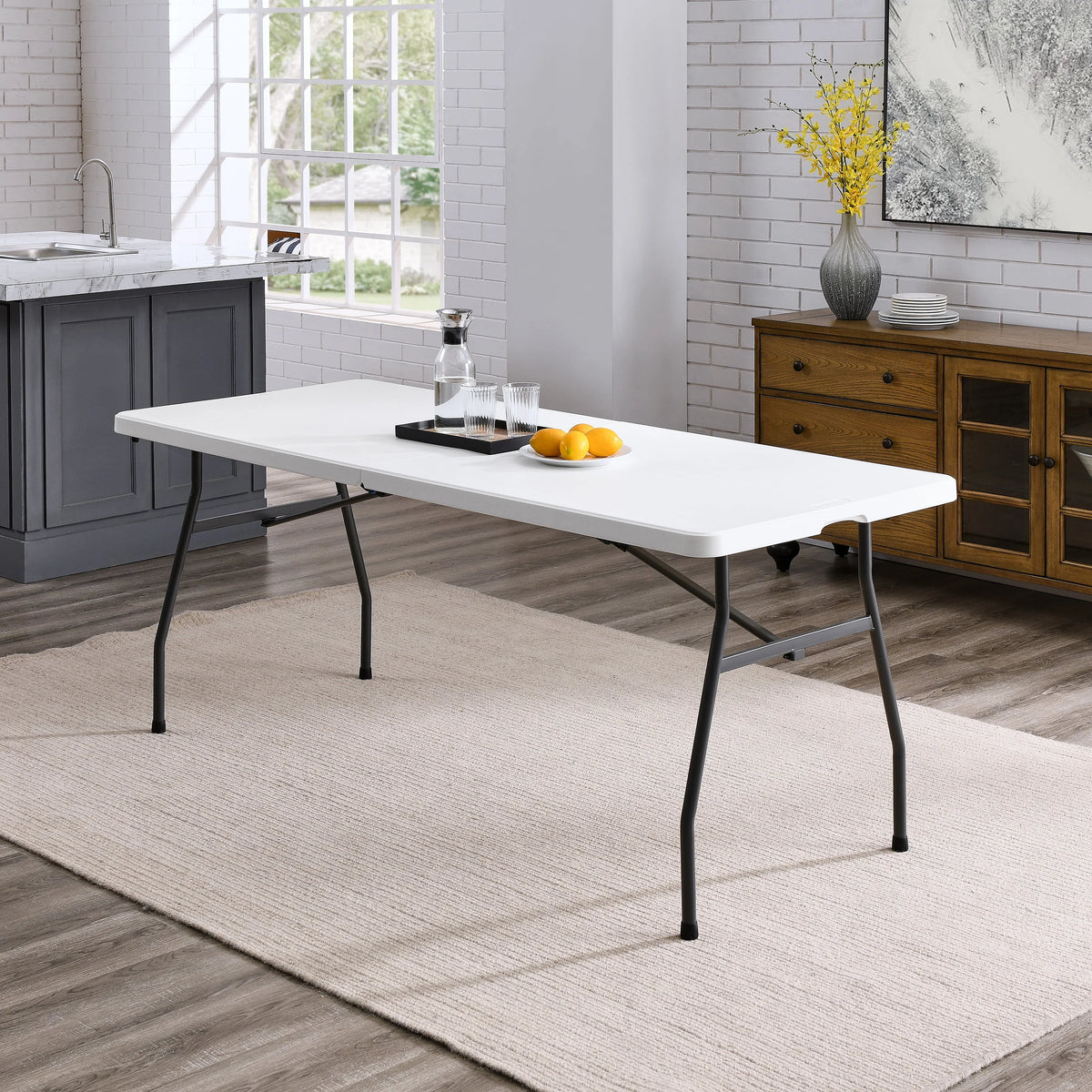 White 6 Foot Fold-in-Half Plastic Table A19779