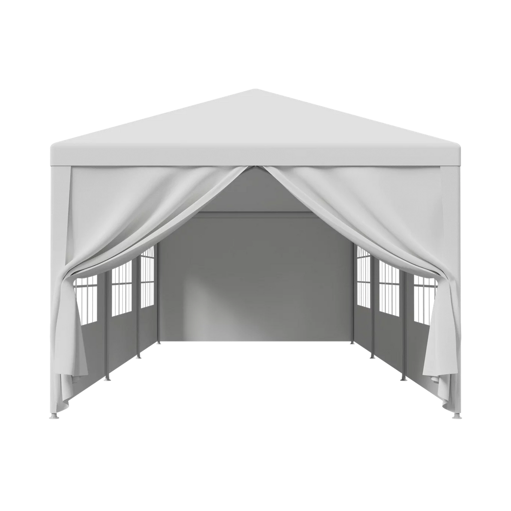 10'x30' White Outdoor Gazebo Canopy with 8 Removable Walls E603976