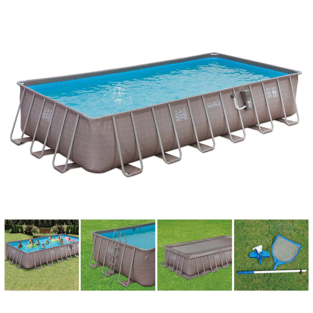 24 x 12 x 4.5' Rectangle Above Ground Frame Swimming Pool Set E755
