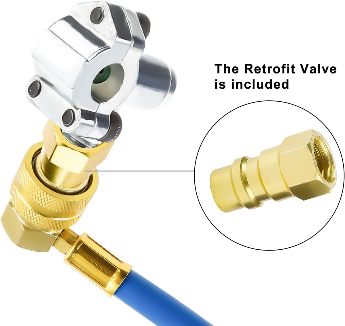 Refrigerant Charging Hose Gauge with 3 Pack Bullet Piercing Tap Valve Kit J4996