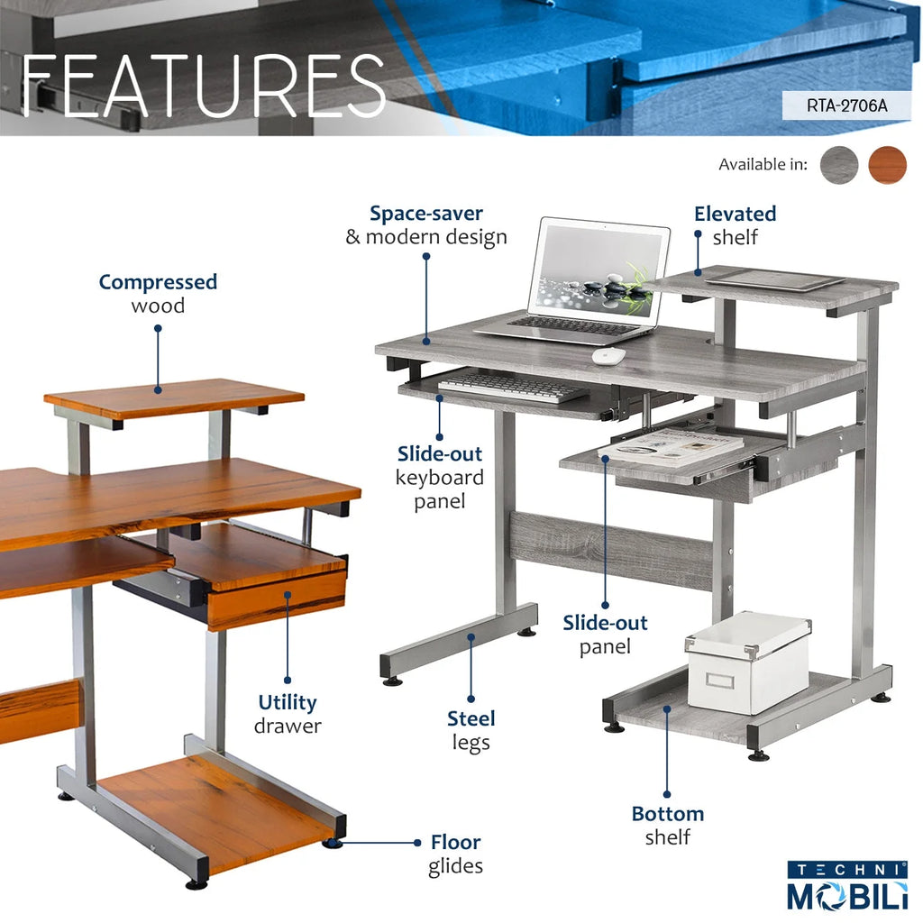Grey Computer Workstation Desk Q116118